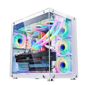 Phổ biến rộng Cube Glass nhôm trường hợp máy tính PC ATX Cube Máy tính chơi Game Trường hợp với argb Fan