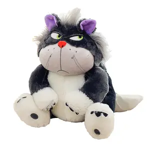 사용자 정의 봉제 장난감 도매 귀여운 kawaii 푹신한 머리 루시퍼 고양이 부드러운 박제 동물 터핑 만화 고양이 봉제 베개