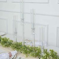 Porte-bougies coniques en verre cristal transparent 14'', 18'', 22'', 26'' – Écologiques et durables pour centres de table de mariage