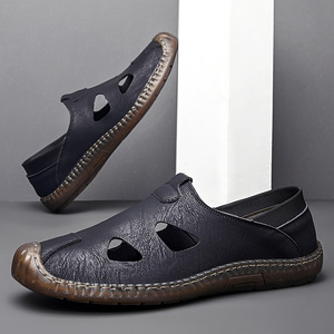 2026 New Summer Men's Father Sandals Soft Leather Breathable Hollow Out Dual-Wear Casual <b>Shoes</b> <b>for</b> Middle-Aged & <b>Elderly</b> Men - Product Image 2