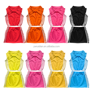 Set di t-shirt con risvolto senza maniche per ragazze Ruidian senza maniche in cotone con strisce laterali e Design gonna a-line per <span class=keywords><strong>abiti</strong></span> da <span class=keywords><strong>bambina</strong></span> - Product Image 1