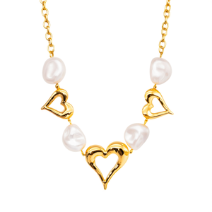 Collar de Perlas de Acero Inoxidable 316L con Baño de Oro PVD, Diseño de Corazón, Joyería Sostenible - Product Image 2