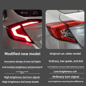 For for honda civic 10th Gen 2016-2020 Sickle Tail <b>Light</b> Assembly <b>LED</b> <b>Red</b> Lens Streamer Rear Tail <b>Light</b> - Product Image 3
