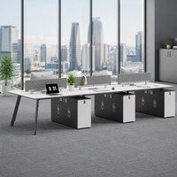 Poste de travail informatique pour six personnes, mobilier commercial, base en panneau de bois, personnalisation, vente en gros en usine