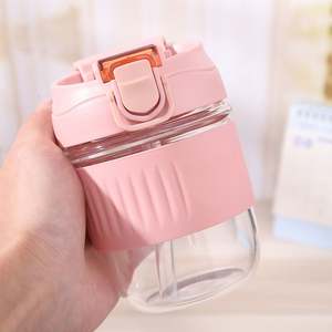 Vaso de agua de doble capa de vidrio de 350ml/550ml, moderno y adorable, con pajita, para oficina y material escolar, ideal para estudiantes o como regalo corporativo. - Product Image 4