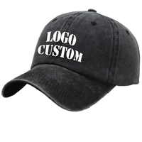 Op maat gemaakte 6-delige gebogen klep katoenen baseballcap met 3D-borduurwerk, gescheurd denim, gouden koperen gesp, verstelbaar - unisex volwassenen afbeelding