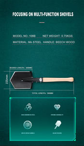 Легкий вес деревянная ручка Автомобильная аварийная Лопата садовая уличная Лопата OEM на заказ - Product Image 3