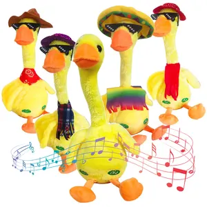 Brinquedo de pelúcia para dança, boneco elétrico de pato falante