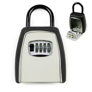 High Safety grey multi-function all metal portable large storage capacity 4 digital combination key lock box with hook