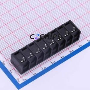 DBT50-7.62-8P-BK-P Barrier Terminal Block P=7.62mm Connector Three Sides 7.62mm 1x8P Edge Pin - Product Image 2