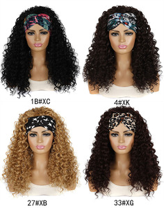 Perruque tressée longue et bouclée avec bandeau, en fibre synthétique résistante à la chaleur, noir naturel, pour femmes, usage quotidien, fête, cosplay - Product Image 6