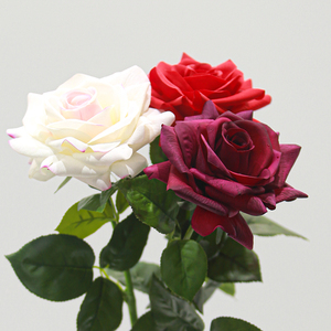 Vente en gros usine – Fleurs artificielles roses à branche unique, <span class=keywords><strong>grand</strong></span> format, toucher réel, faites à la main, pour mariage, Noël, Saint-Valentin, fête, jardin - Product Image 1