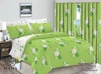 En stock, ensemble de literie en coton avec rideaux assortis, ensemble de draps en coton taille King avec rideaux, draps de lit 3 places