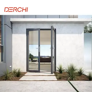 Security Exterior Casement Door Double Tempered Glass Aluminum Entry Double French Door