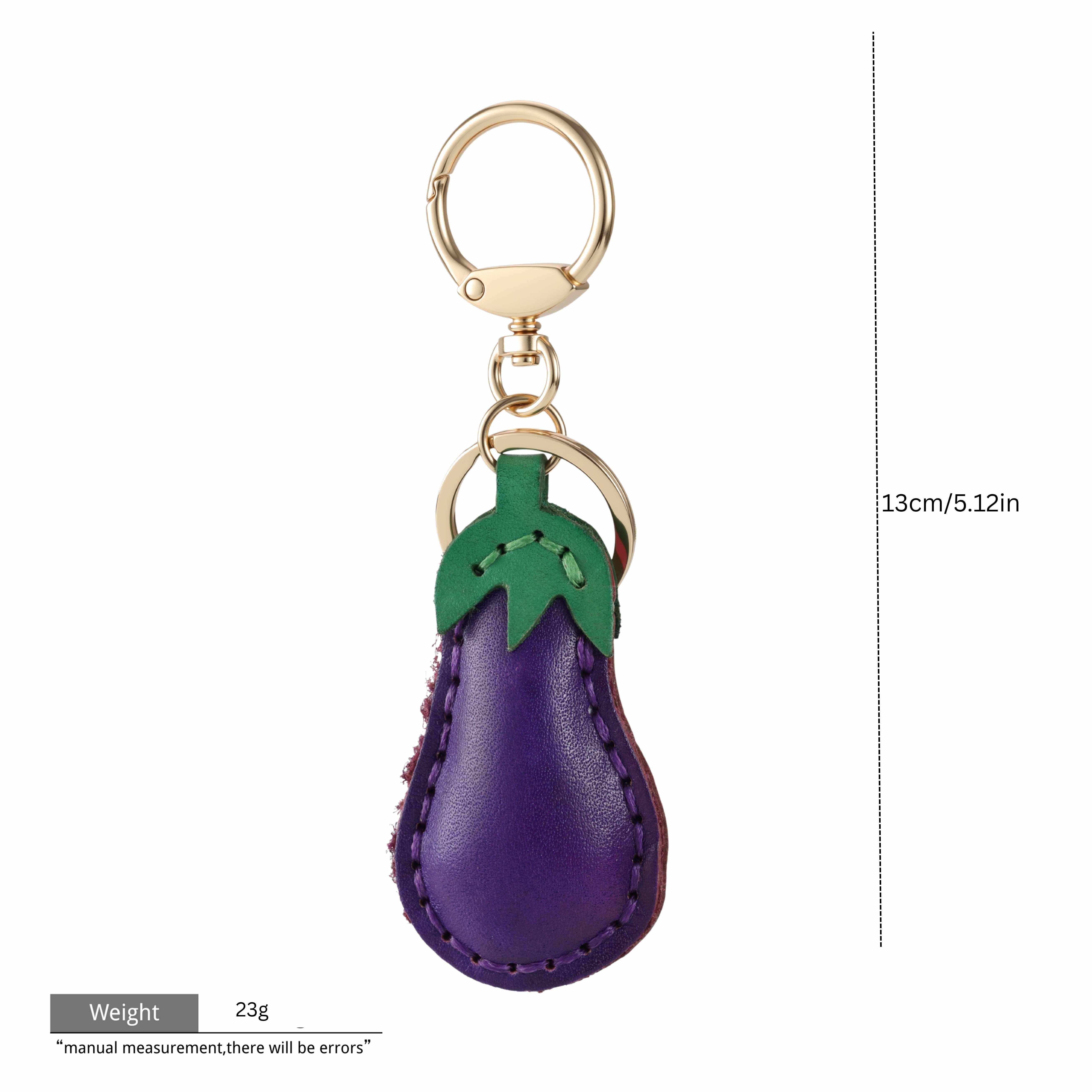 breloque de sac en cuir véritable d'aubergine violette-GRJ2466BC