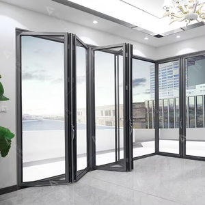 Portes pliantes <span class=keywords><strong>accordéon</strong></span> modernes en <span class=keywords><strong>aluminium</strong></span> insonorisé avec verre et maille plissée pour patio, fourniture directe usine - Product Image 6