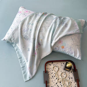 YALSH Tencel Four-Piece Bedding Set Reactive Printed Floral <b>Pattern</b> Cool-Feel Summer Duvet Cover <b>Sheet</b> <b>Fitted</b> <b>Sheet</b> Set - Product Image 4