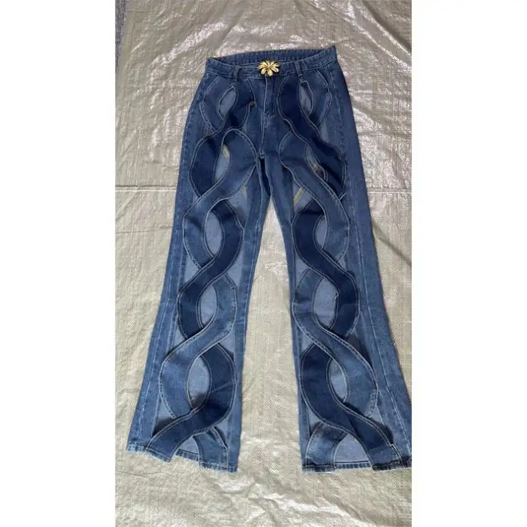 Nieuwkomers Mode Op Maat Gescheurde Mom Fit High Street Wear Denim Broek Wijde Pijpen Jeans Voor Dames