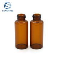 Flacon en verre tubulaire ambré de 30 ml, type USP l, pour sirop liquide oral, réactif de laboratoire médical, avec bouchon en caoutchouc