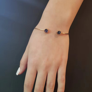 14Kt Gold Blue Mystic Topaz Round Bezel Setting Luxury Women's <b>Bangle</b> <b>Bracelet</b> - Product Image 1