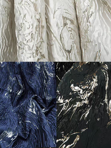 Nouveau tissu jacquard <span class=keywords><strong>blanc</strong></span> et doré abstrait personnalisé - Product Image 5