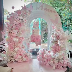 Arche de fleurs artificielles roses, boule de roses artificielles pour mariage, douche nuptiale, centre de table, décoration de toile de fond - Product Image 2