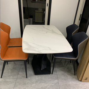 Nouvelle table de luxe en pierre frittée à base de métal dessus 4 places 6 places 8 places Table à manger meubles de maison ensembles de table de salle à manger - Product Image 6