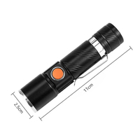 Senter Led Mini taktis dapat diperbesar, Senter USB aluminium dengan klip