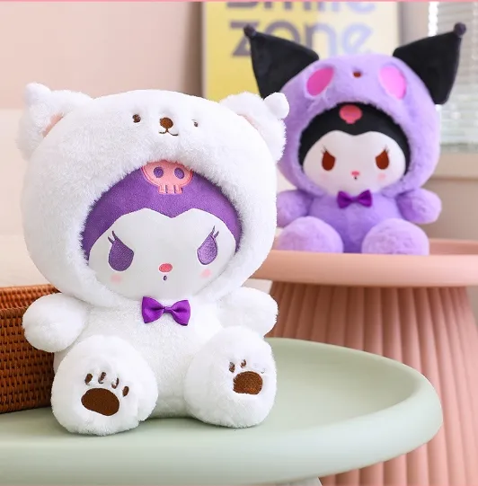 Adorabile cane di alloro di giada si trasforma in una bambola di orso bianco peluche Kuromi melodia Cinnamoroll serie peluche