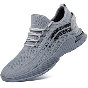 Herren Mode-Sportschuhe Grau – Leichte Outdoor-Laufschuhe mit weicher Sohle und gewebtem Obermaterial für Herren – Erhöhte Sneaker - Product Image 4