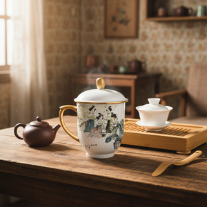 Tazza in Porcellana Bianca per Regalo Aziendale, Disegno Artigianale Raffinato, Adatta per Varie Occasioni - Product Image 1