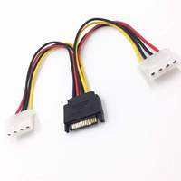 Cable de Alimentación IDE de 4 Pines a SATA de 15 Pines, Macho de 15 Pines a IDE Dual de 4 Pines Hembra, Cable de Alimentación SATA