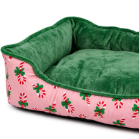 Coussin carré pour animaux de compagnie en peluche de Noël, coussin amovible et lavable pour chats et chiens