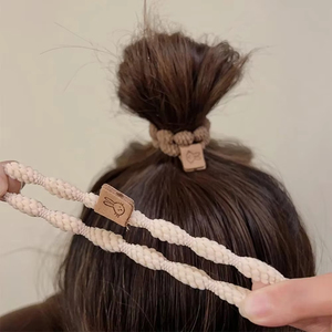 Elastici per capelli elastici con nodo in legno dai toni neutri per l'uso quotidiano - Product Image 5