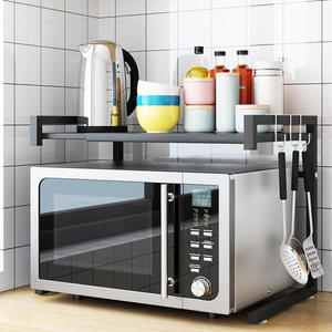 Estante de almacenamiento de artículos de organización del hogar de doble nivel de ahorro de espacio de diseño moderno, estante telescópico <span class=keywords><strong>para</strong></span> horno microondas en forma de <span class=keywords><strong>L</strong></span> <span class=keywords><strong>para</strong></span> Cocina - Product Image 1
