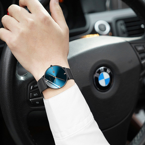 Livraison directe, montres pour hommes, <span class=keywords><strong>Bracelet</strong></span> en acier inoxydable, <span class=keywords><strong>maille</strong></span>, boîtier Ultra mince, montre minimaliste - Product Image 2
