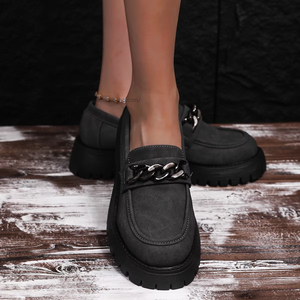 Chaussures plates à talon épais et semelle compensée pour femme, style rétro britannique, nouvelle collection automne, grandes tailles - Product Image 2