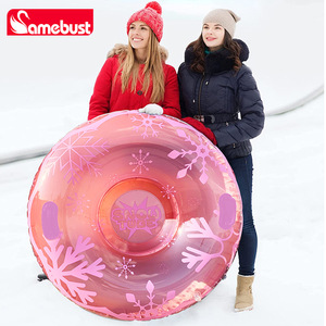 Tube à neige gonflable Samebust 90 cm en PVC épaissi pour enfants, jouet d'hiver pour le glissement sur neige, motif flocon de neige rose à paillettes - Product Image 3