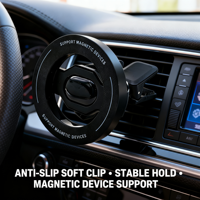 Support de téléphone universel magnétique 3-en-1 pour grille d'aération de voiture avec bras télescopique et ventouse