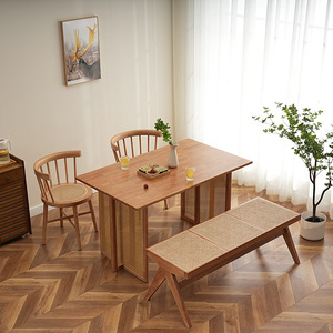 Approvisionnement d'usine Table de salle à manger <span class=keywords><strong>en</strong></span> bois massif populaire Table rectangulaire Tables de dîner de restaurant <span class=keywords><strong>en</strong></span> rotin avec double socle <span class=keywords><strong>en</strong></span> rotin - Product Image 2