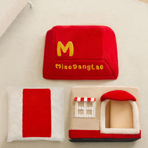 Casa de perro pequeña semicerrada interior al por mayor casa de cama de perro de felpa de lujo interior con cojín cama cálida para mascotas perrera para perros - Product Image 3