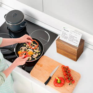 Boîte porte-cartes de recettes en acacia Organisateur de recettes 4x6 avec 6 séparateurs Boîte pour cartes d'index Boîte en bois pour comptoir de cuisine Menu de cuisine - Product Image 5