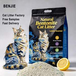 Wholesale BENJIE Natural Sand Low Dust Fast Clumping Extra Odor Control Clumping 5L New <b>Ball</b> Bentonite Cat Litter - Product Image 1