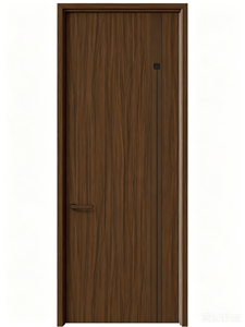 Puerta de dormitorio de melamina ignífuga, precolgada, antiarañazos, con borde PUR, panel plano, grano de madera, estilo nórdico sencillo para interiores del hogar. - Product Image 2