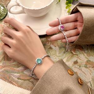 Wholesale High End Jewelry Eco-friendly Copper 10MM Rose Cut Multicolor Zircon Trendy <b>Adjustable</b> <b>Bracelets</b> for Women - Product Image 6