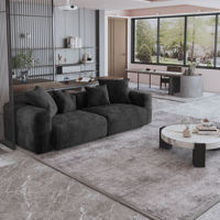 Grand Canapé Modulaire Sectionnel Carré Américain, Ensemble de Canapés Vintage en Tissu Velours Côtelé pour Maison et Hôtel