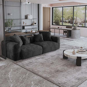 طقم كنبات مقطعية وحدات مربعة كبيرة على الطراز الأمريكي، طقم أريكة عتيق لأثاث المنزل والفنادق، أريكة كبيرة من قماش الكوردروي - Product Image 4