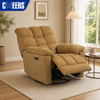 Fauteuil inclinable électrique pivotant sans accoudoirs MANWAH CHEERS, en tissu imperméable, rotation libre, siège individuel, fauteuil de salon
