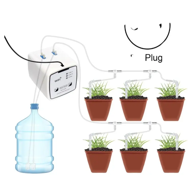 Contrôleur d'irrigation goutte-à-goutte, WIFI de haute qualité, pour le jardinage, Double pompe, petite taille, 15 Pots