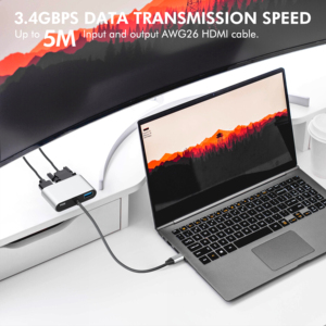 Type C to USB3.0 Adapter with TYPE C to USB3.0*+HDMI+<strong>VGA</strong>+USB-C PD Audio &amp; Video Accessories 4-in-1 Docking Station Hub - Product Image 5